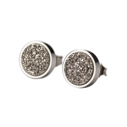 Aretes Anya – Plata y Piedra Drusa Metálica